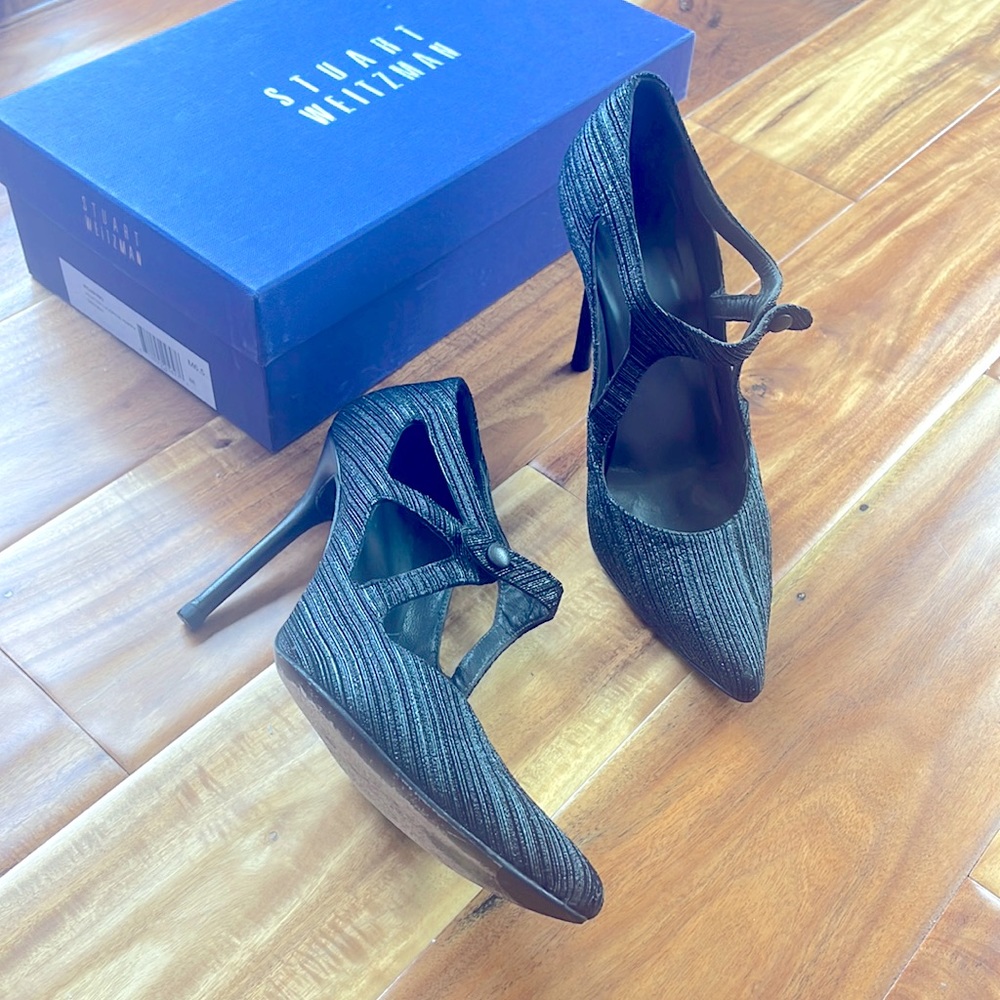 Stuart Weitzman Pewter Licorice Nappa “Roaring” Pump (6.5)